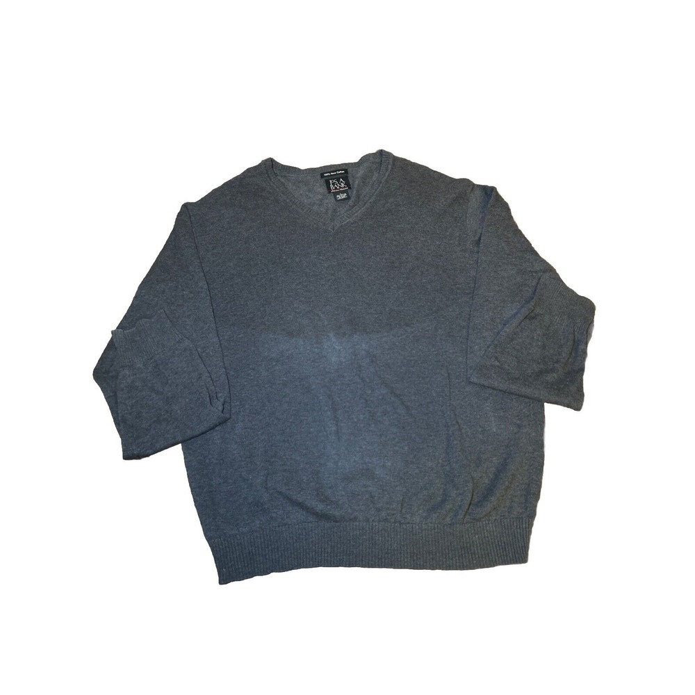 Jos A Bank‎ Signature Collection Mens Large Gray V-Neck Sweater 100% Pima Cotton